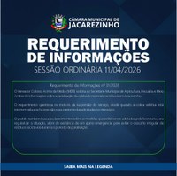 O Vereador Colosso Acima da Média (MDB) apresentou requerimento solicitando informações sobre a paralisação da coleta de materiais recicláveis em Jacarezinho.