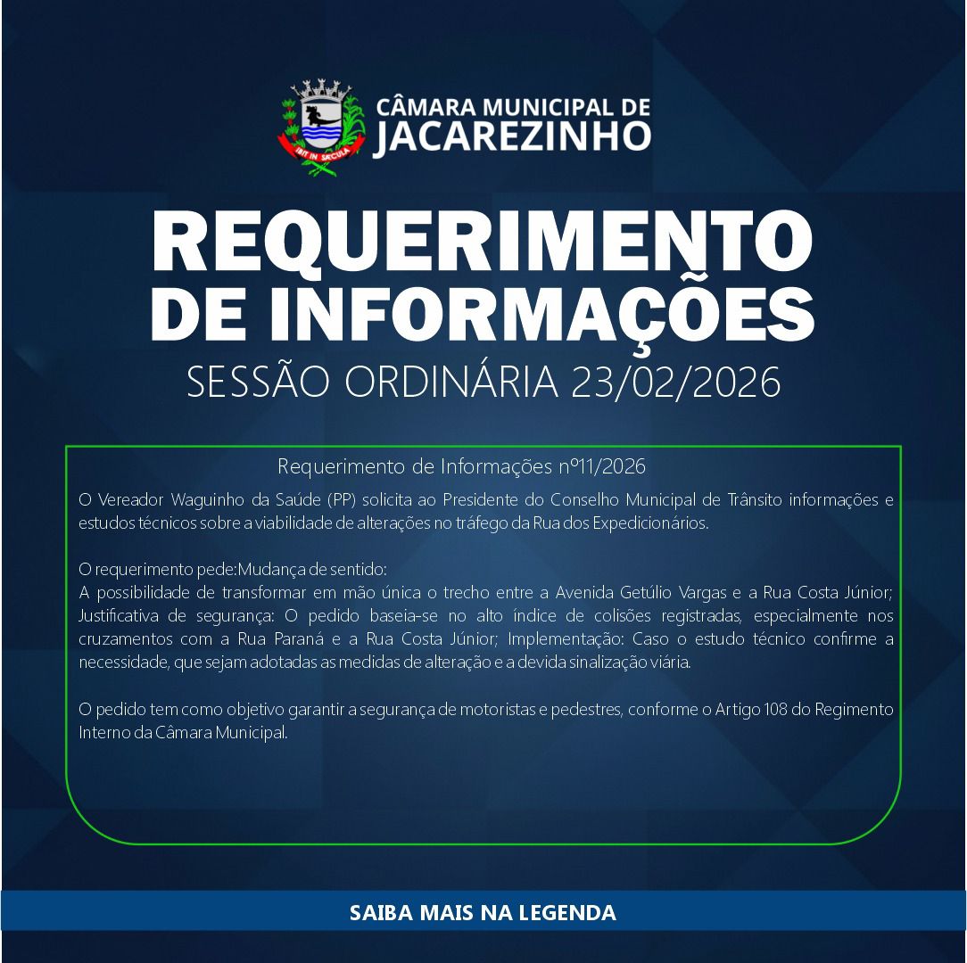 Waguinho da saúde propõe mudança de sentido na Rua dos Expedicionários para reduzir acidentes